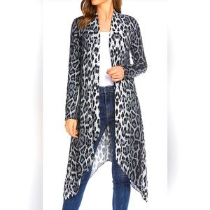 Long cardigan, M size, Asymmetrical hem, lightweight, full sleeve, Polyester